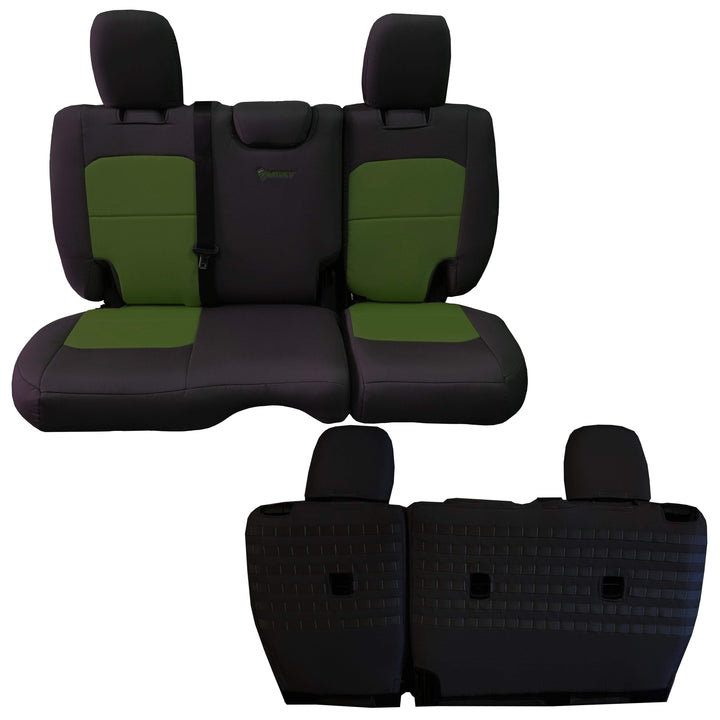 Rear Bench Tactical Seat Covers for Jeep Wrangler JLU 2018-22 4 Door - BARTACT  - NO Fold Down Armrest ONLY! (NOT for 4XE Edition) w/ MOLLE - Bull Strap