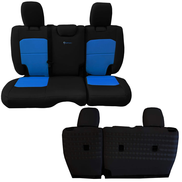 Rear Bench Tactical Seat Covers for Jeep Wrangler JLU 2018-22 4 Door - BARTACT  - NO Fold Down Armrest ONLY! (NOT for 4XE Edition) w/ MOLLE - Bull Strap