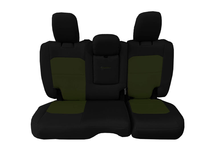 Rear Bench Tactical Seat Covers for Jeep Wrangler JLU 2018-22 4 Door - BARTACT  - WITH Fold Down Armrest ONLY! (NOT for 4XE Edition) w/ MOLLE - Bull Strap
