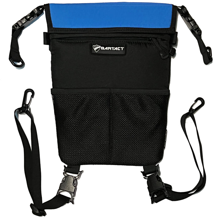 Seat Storage Bag / Backpack / Seat Back Organizer / Pet Barrier - FABRIC by Bartact - Universal - (Patent Pending) - Bull Strap