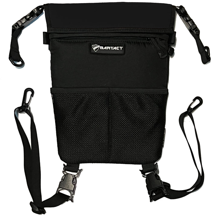 Seat Storage Bag / Backpack / Seat Back Organizer / Pet Barrier - FABRIC by Bartact - Universal - (Patent Pending) - Bull Strap