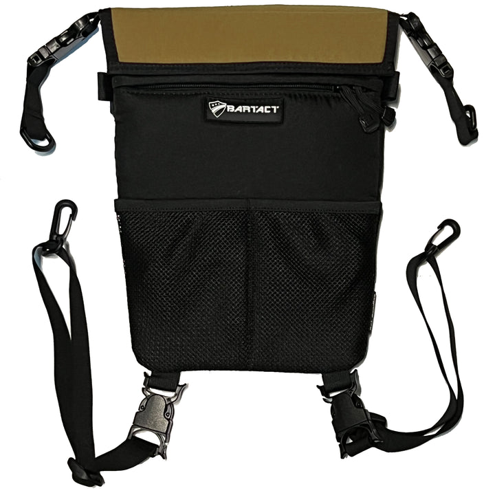Seat Storage Bag / Backpack / Seat Back Organizer / Pet Barrier - FABRIC by Bartact - Universal - (Patent Pending) - Bull Strap