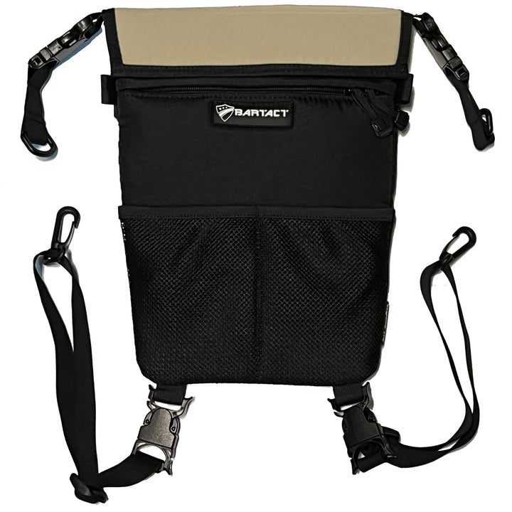 Seat Storage Bag / Backpack / Seat Back Organizer / Pet Barrier - FABRIC by Bartact - Universal - (Patent Pending) - Bull Strap