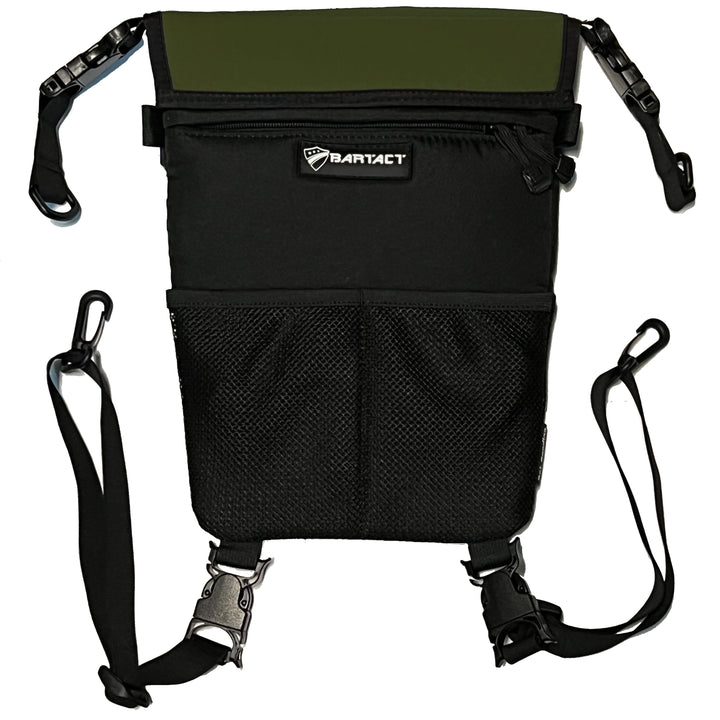 Seat Storage Bag / Backpack / Seat Back Organizer / Pet Barrier - FABRIC by Bartact - Universal - (Patent Pending) - Bull Strap