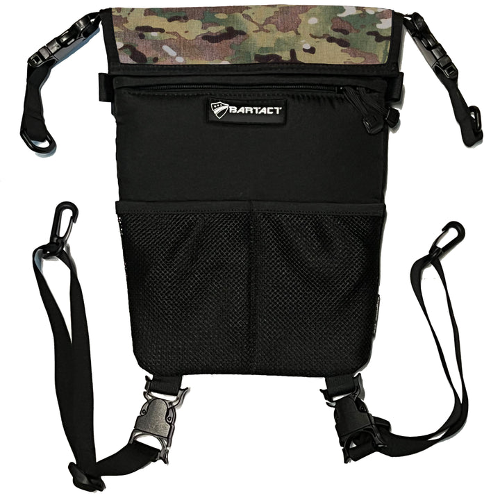 Seat Storage Bag / Backpack / Seat Back Organizer / Pet Barrier - FABRIC by Bartact - Universal - (Patent Pending) - Bull Strap