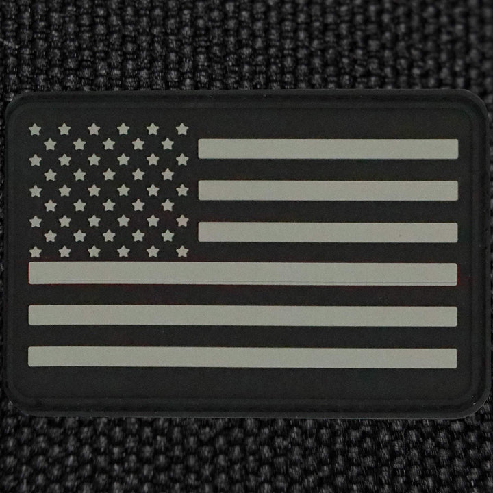 The Thin Blue Line Flag Patch  - PVC Rubber w Velcro Hook Backing - Thin Blue Line American Flag 2" x 3" - Bull Strap
