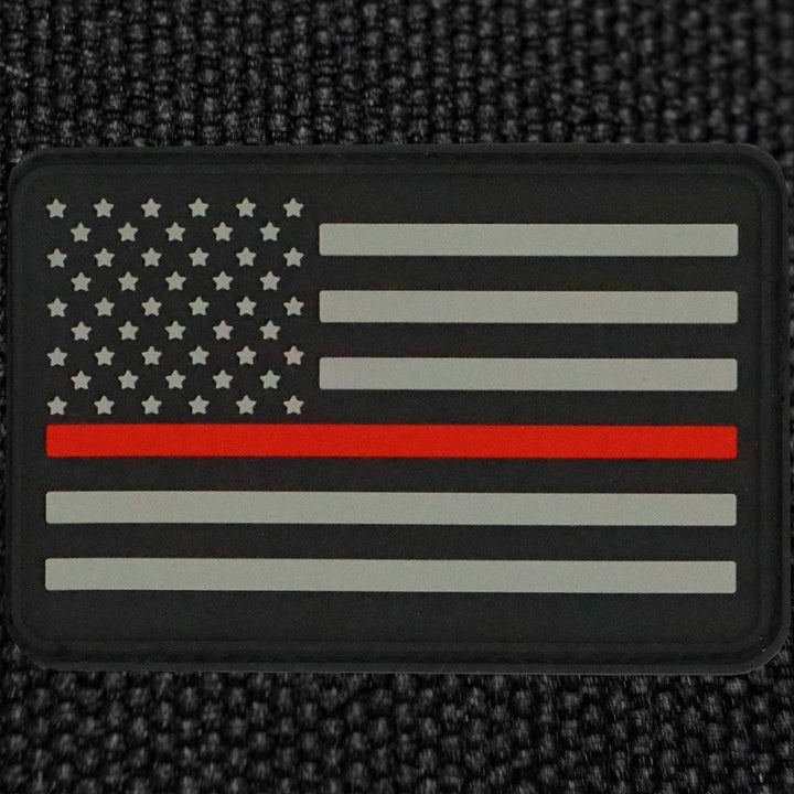 The Thin Blue Line Flag Patch  - PVC Rubber w Velcro Hook Backing - Thin Blue Line American Flag 2" x 3" - Bull Strap