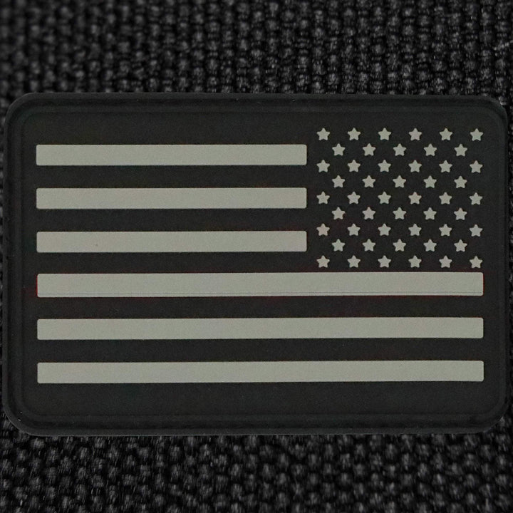 The Thin Blue Line Flag Patch  - PVC Rubber w Velcro Hook Backing - Thin Blue Line American Flag 2" x 3" - Bull Strap