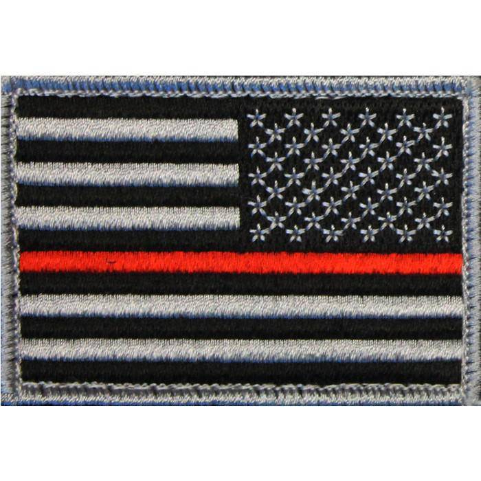 Thin Blue Line Flag Patch, Embroidered 2" x 3" Morale Patch w/ Velcro/Hook backing - Choose Right or Left - Bull Strap