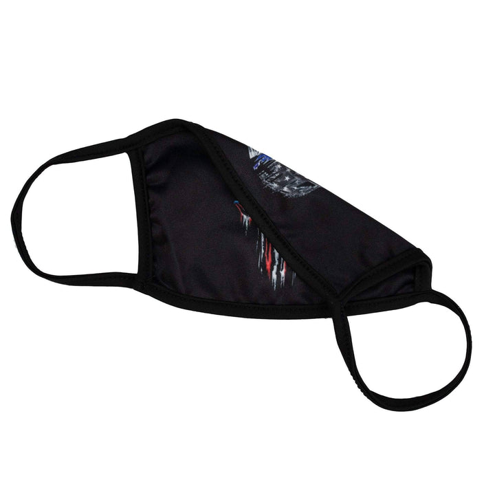 Thin Blue Line Mask, Punisher Mask, Reversible, Police Mask, 2 Layer, Polyester, Reusable, Washable - Bull Strap