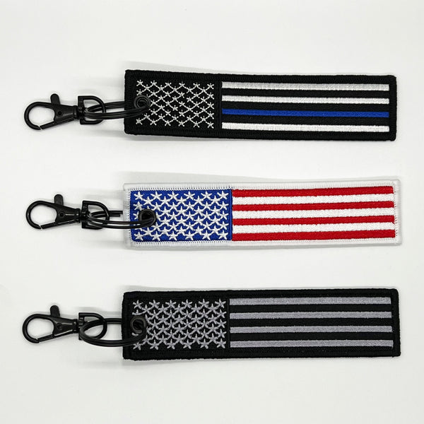 USA Flag Embroidered Keychains - Bull Strap