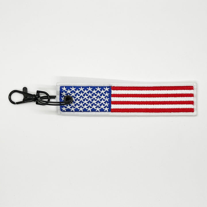 USA Flag Embroidered Keychains - Bull Strap