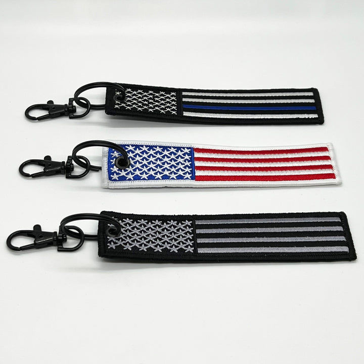 USA Flag Embroidered Keychains - Bull Strap