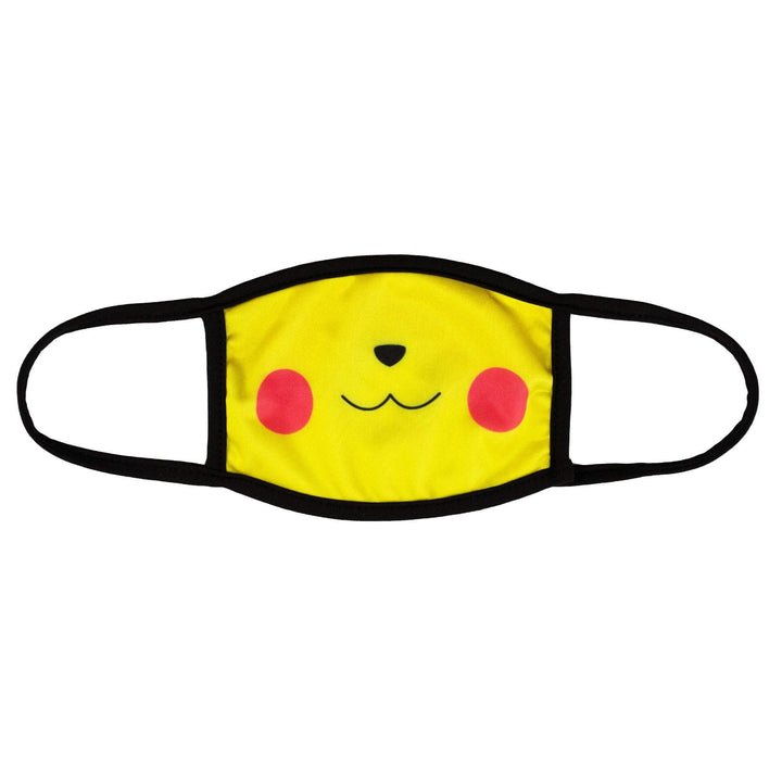 Kids Size, Pokemon Inspired Pikachu Mask, Pokemon Face Mask, Pokemon Mask, Reversible 2 ply Polyester Reusable Washable Face Mask Covers w/ Filter Slot by Bartact - Bull Strap
