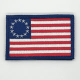 Bartact Miscellaneous Betsy Ross / Stars Left Morale Patches, Embroidered American Flag Patch - USA, Thin Blue Line, Thin Red Line 2" x 3" Patch w/ Velcro/Hook backing