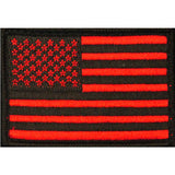 Bartact Miscellaneous Black and Red / Stars on Left Morale Patches, Embroidered American Flag Patch - USA, Thin Blue Line, Thin Red Line 2" x 3" Patch w/ Velcro/Hook backing