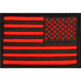Bartact Miscellaneous Black and Red / Stars on Right Morale Patches, Embroidered American Flag Patch - USA, Thin Blue Line, Thin Red Line 2" x 3" Patch w/ Velcro/Hook backing
