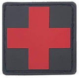 Bartact Miscellaneous Black / Red Medical Patch, EMT Patch, PVC Rubber, 1.5" x 1.5", Velcro Hook backing
