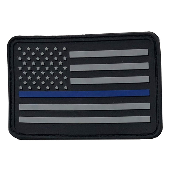 Bartact Miscellaneous Thin Blue Line / Stars on Left American Flag Patch PVC Rubber w/ Color Options - USA Flag Patch, Thin Blue Line Patch, Thin Red Line Patch 2