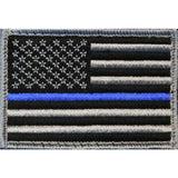 Bartact Miscellaneous Thin Blue Line / Stars on Left Thin Blue Line Flag Patch, Embroidered 2" x 3" Morale Patch w/ Velcro/Hook backing - Choose Right or Left