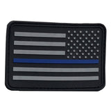 Bartact Miscellaneous Thin Blue Line / Stars on Right The Thin Blue Line Flag Patch  - PVC Rubber w Velcro Hook Backing - Thin Blue Line American Flag 2" x 3"