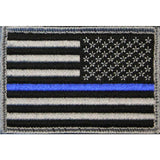 Bartact Miscellaneous Thin Blue Line / Stars on Right Thin Blue Line Flag Patch, Embroidered 2" x 3" Morale Patch w/ Velcro/Hook backing - Choose Right or Left
