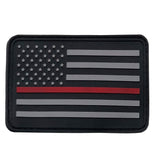 Bartact Miscellaneous Thin Red Line / Stars on Left American Flag Patch PVC Rubber w/ Color Options - USA Flag Patch, Thin Blue Line Patch, Thin Red Line Patch 2" x 3" w/ Velcro/Hook backing