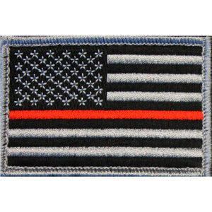 Bartact Miscellaneous Thin Red Line American Flag Patch, Embroidered, 2" x 3" Patch, Velcro Hook backing