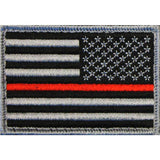 Bartact Miscellaneous Thin Red Line / Stars on Right Morale Patches, Embroidered American Flag Patch - USA, Thin Blue Line, Thin Red Line 2" x 3" Patch w/ Velcro/Hook backing